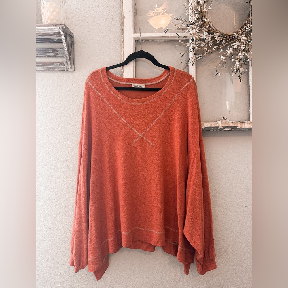 Rust oversized long sleeve sweater top
